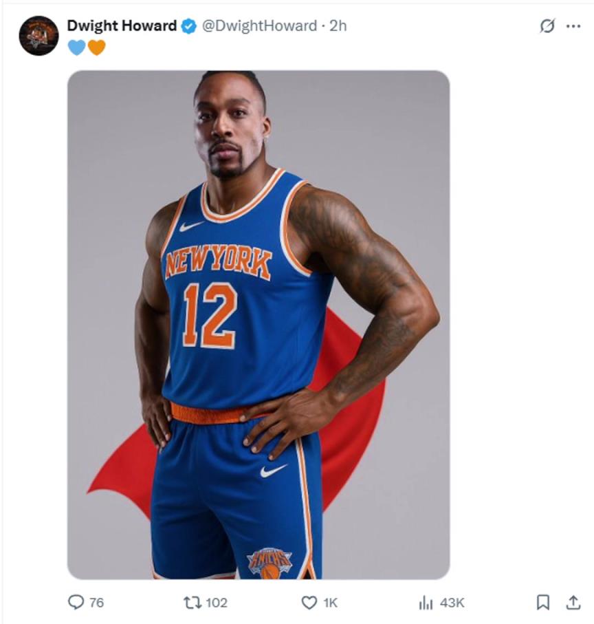 難道說？尼克斯步行者G4賽后 霍華德發(fā)推身披尼克斯戰(zhàn)袍